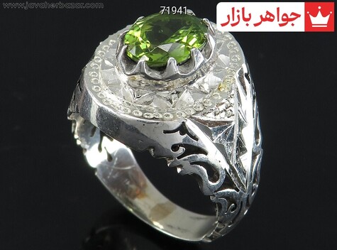 انگشتر نقره زبرجد اشرافی مردانه دست ساز - 71941