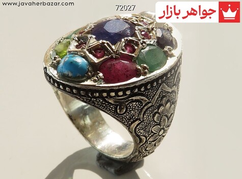 انگشتر نقره چندنگین مردانه دست ساز - 72027