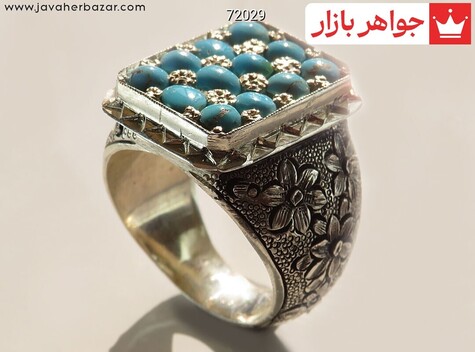 انگشتر نقره فیروزه نیشابوری سلطنتی مردانه دست ساز - 72029