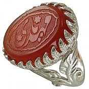 انگشتر نقره عقیق یا مهدی زنانه