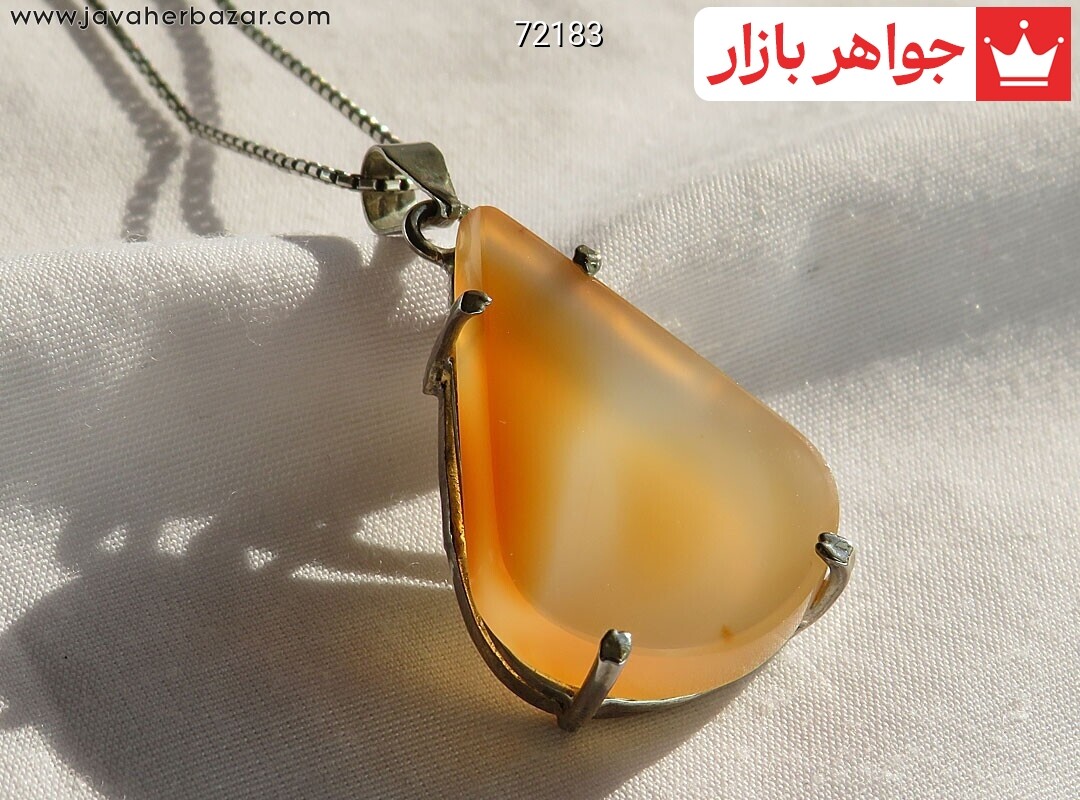 گردنبند نقره عقیق نارنجی خوش رنگ