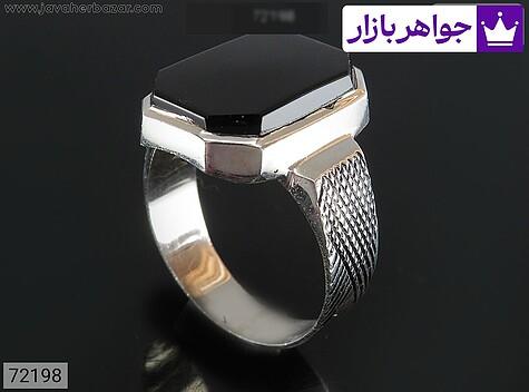 انگشتر حرز امام جواد انگشتر نقره عقیق سیاه کلاسیک مردانه به همراه حرز امام جواد - 72198