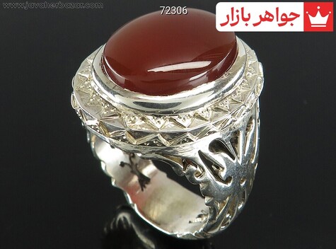 انگشتر نقره عقیق یمنی درشت فاخر مردانه دست ساز - 72306