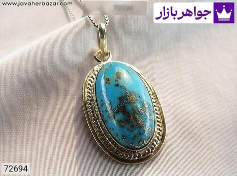 مدال فیروزه کرمانی مدال نقره فیروزه کرمانی زیبا زنانه - 72694