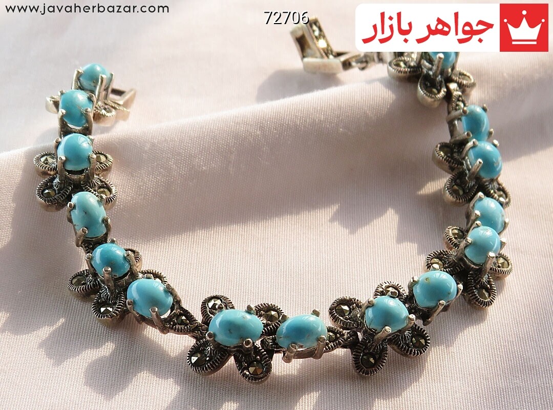 تصویر عکس خرید ، قیمت و خواص دستبند فیروزه نیشابوری آبی زنانه اصل