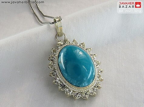 گردنبند نقره فیروزه کرمانی طرح آوینا - 72731
