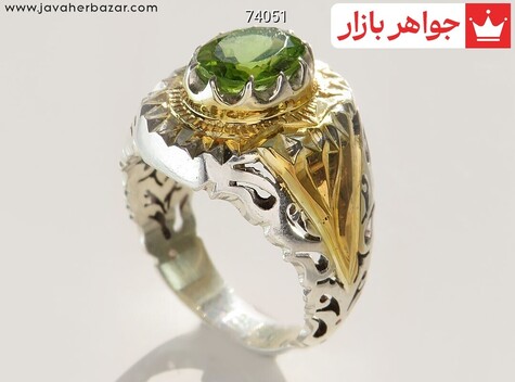 انگشتر نقره زبرجد جذاب مردانه - 74051