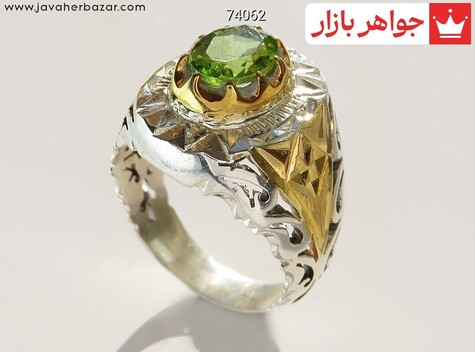 انگشتر نقره زبرجد زیبا مردانه