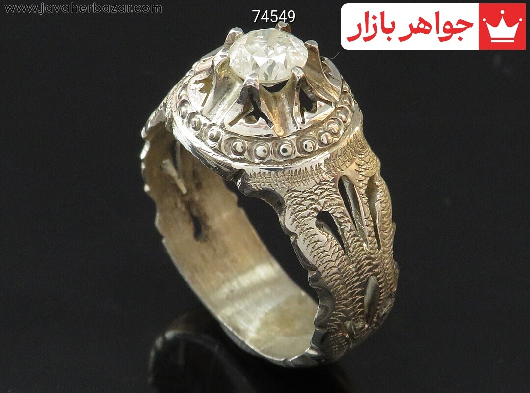 انگشتر نقره الماس اصل ارزشمند مردانه دست ساز