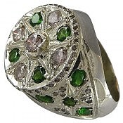 انگشتر نقره الماس و گارنت سبز لوکس و فاخر مردانه دست ساز