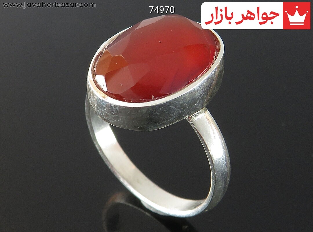 انگشتر نقره عقیق یمنی قرمز سرخ زیبا مردانه