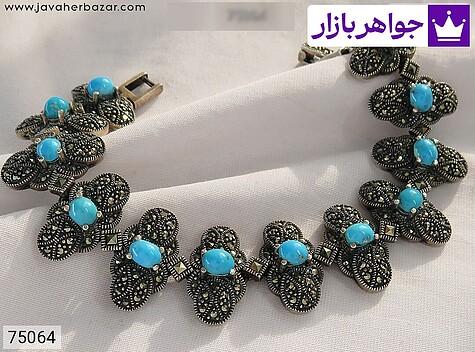 دستبند سنگ ماه تولد آذر زنانه دستبند نقره فیروزه نیشابوری فاخر اشرافی زنانه - 75064
