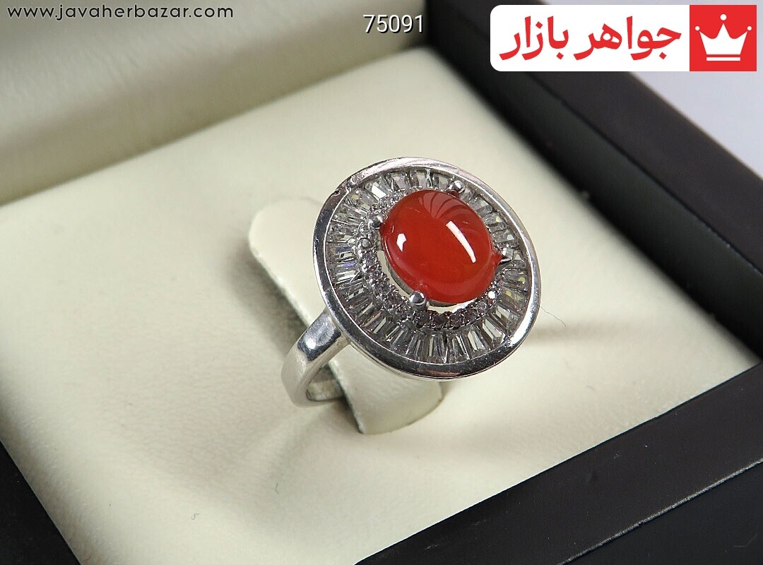 انگشتر نقره عقیق یمنی قرمز سرخ خوش رنگ زنانه