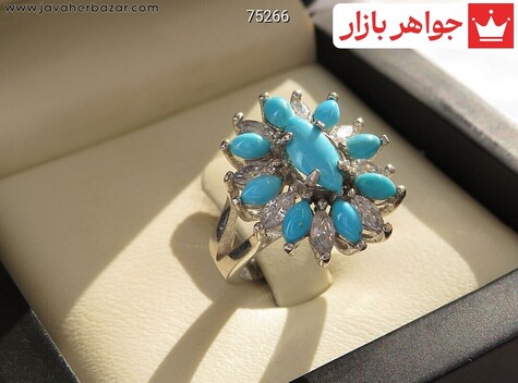 انگشتر نقره فیروزه نیشابوری عجمی خاص کم نظیر زنانه - 75266