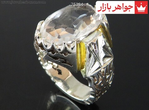 انگشتر نقره در نجف الماس تراش زیبا و برلیان اصل مردانه دست ساز - 75384