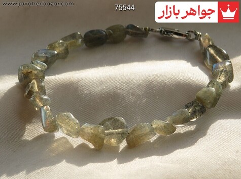 دستبند سنگی لابرادوریت خوش رنگ زنانه - 75544