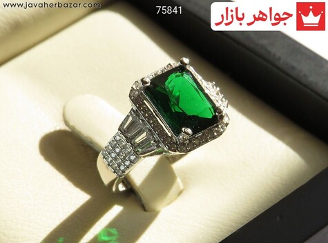 انگشتر نقره زمرد سنتاتیک شیک زنانه - 75841