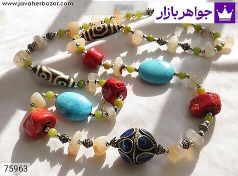 سینه ریز عقیق و مرجان و شاه مقصود با مدال ورشو لاجورد - 75963