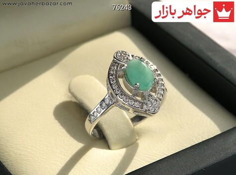 انگشتر نقره زمرد طرح شیدا زنانه - 76243