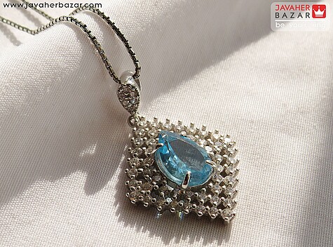 آویز نقره توپاز سوئیس خوشرنگ - 76505