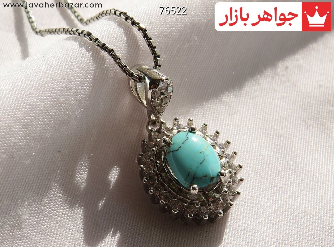 آویز نقره فیروزه نیشابوری خوش طرح
