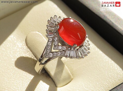 انگشتر نقره عقیق یمنی قرمز سرخ زیبا زنانه - 76856