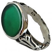 انگشتر نقره عقیق سبز طرح صفوی مردانه