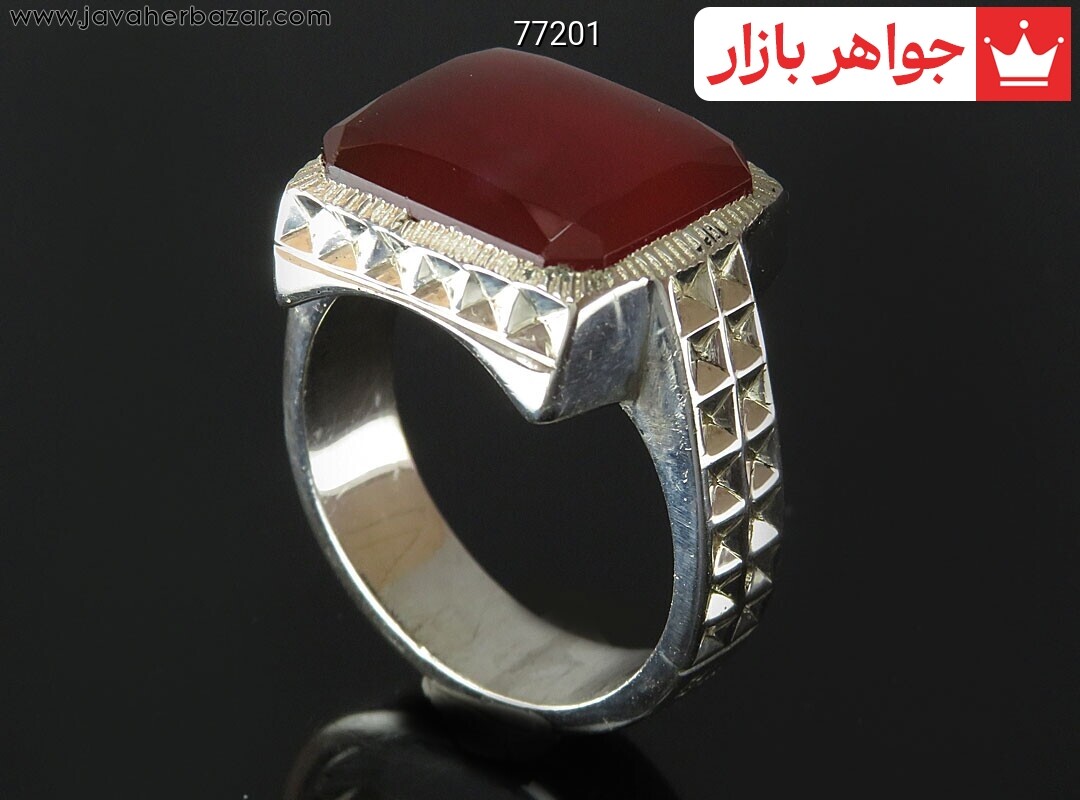 انگشتر نقره عقیق یمنی قرمز خاص مردانه دست ساز