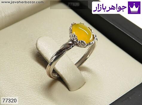 انگشتر نقره عقیق زرد طرح ستایش زنانه [شرف الشمس] - 77320