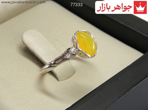 انگشتر نقره عقیق طرح یاسمن شرف الشمس زنانه - 77333