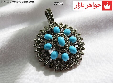 پلاک نقره فیروزه نیشابوری عجمی لاکچری - 77829