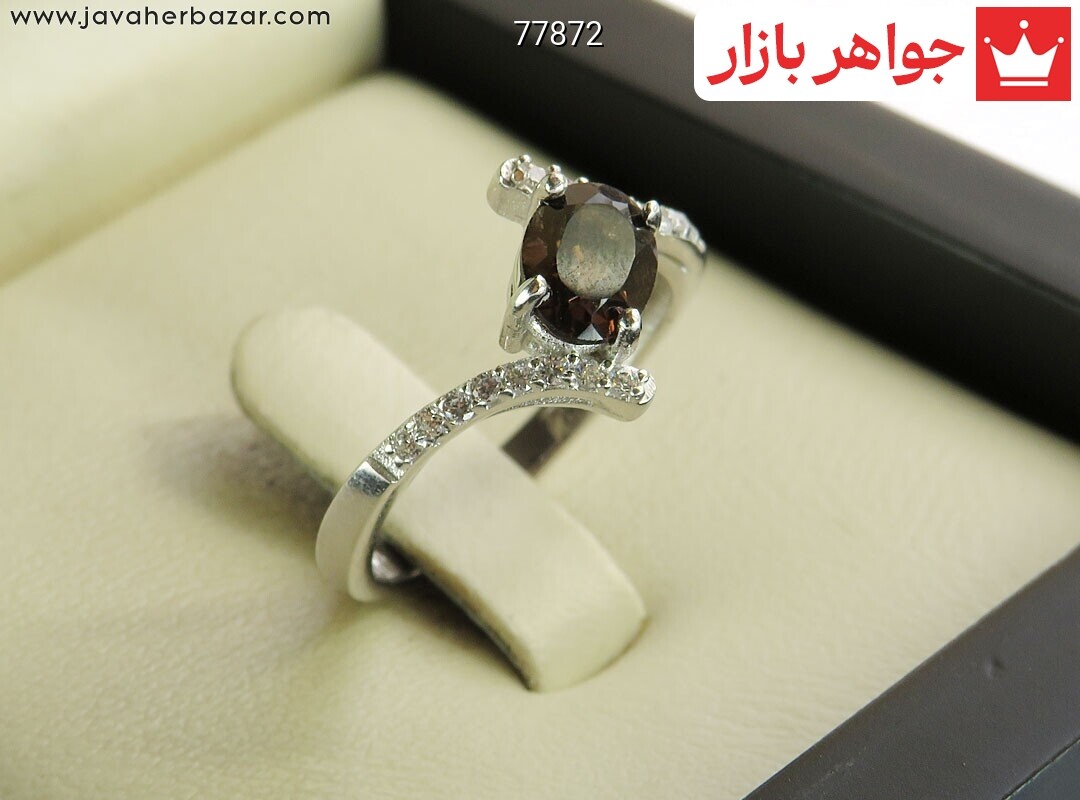 تصویر عکس خرید ، قیمت و خواص انگشتر کوارتز قهوه‌ای زنانه اصل
