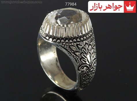 انگشتر نقره در نجف الماس تراش مردانه دست ساز - 77984