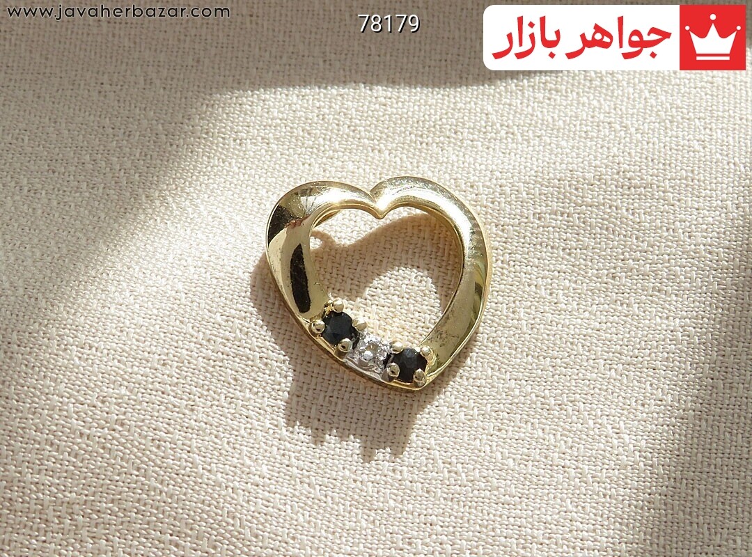 گردنبند نقره یاقوت زرد کبود طرح قلب