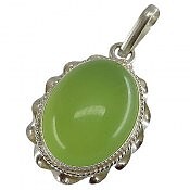 مدال نقره عقیق سبز زیبا دست ساز