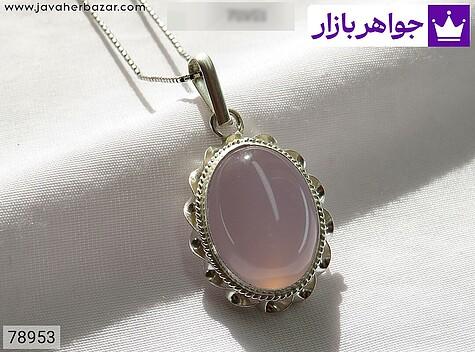 مدال نقره عقیق کبود خوش رنگ زنانه دست ساز - 78953