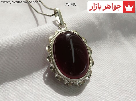 گردنبند نقره عقیق دامله دست ساز - 79040