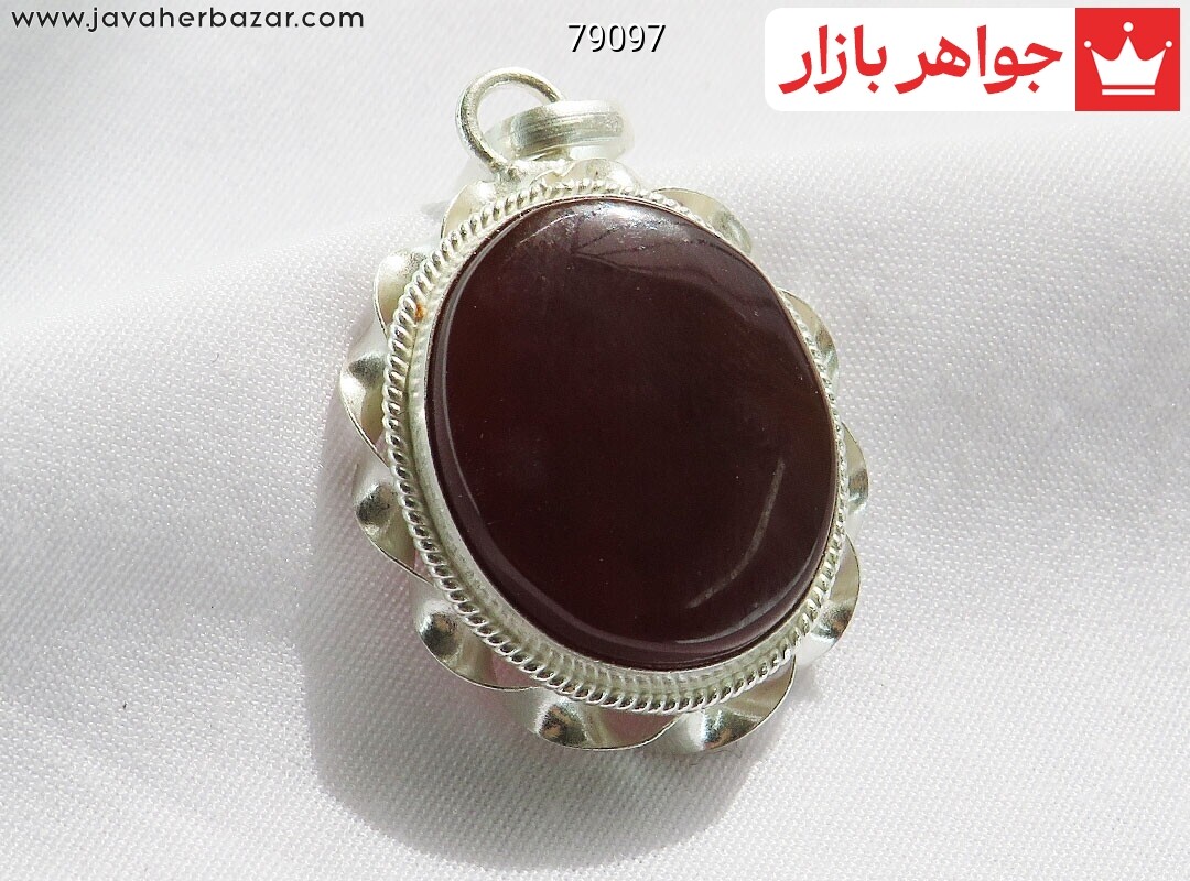 آویز نقره عقیق قرمز زیبا دست ساز
