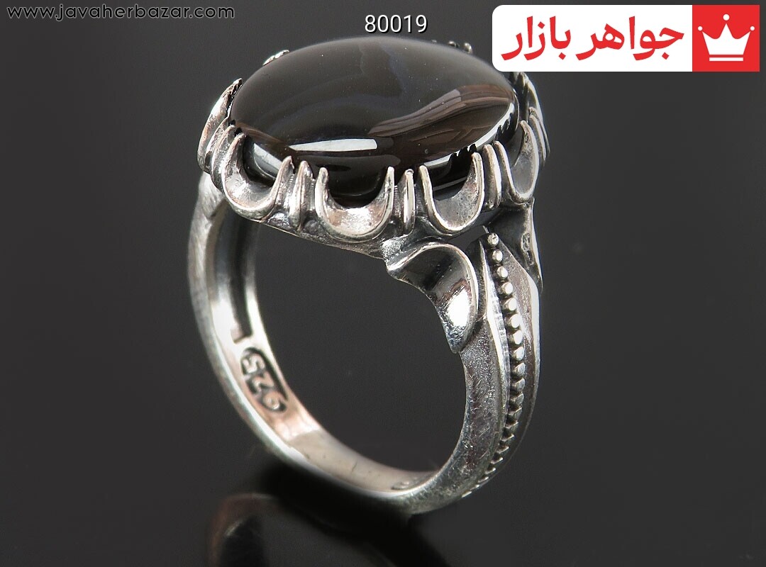 انگشتر نقره عقیق یمن جزع دور چنگ مردانه