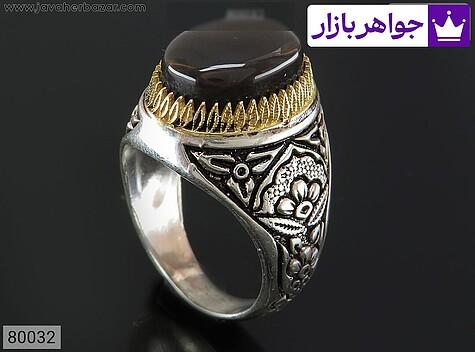 انگشتر عقیق یمنی مردانه انگشتر نقره عقیق یمنی جزع مردانه - 80032