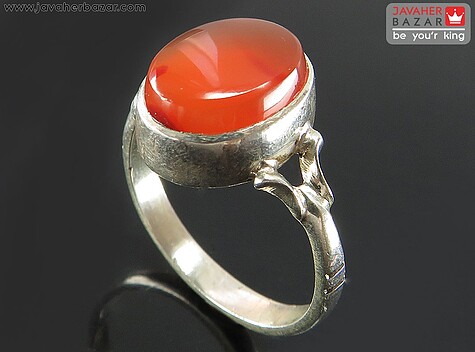 انگشتر نقره عقیق یمنی نارنجی کلاسیک مردانه - 80141