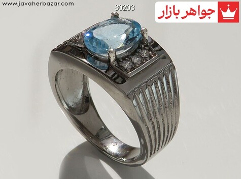 انگشتر نقره توپاز آفریقایی خاص مردانه - 80203