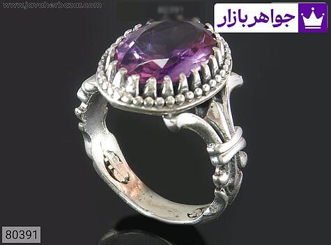 انگشتر آمتیست مردانه انگشتر نقره آمتیست جذاب مردانه - 80391