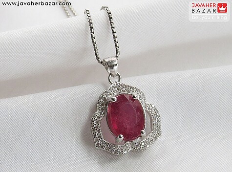 گردنبند نقره یاقوت طرح ژاسمین - 80505