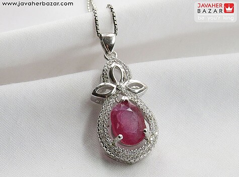 گردنبند نقره یاقوت طرح کیمیا - 80507