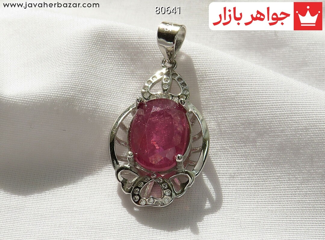 پلاک نقره یاقوت قرمز طرح بیتا