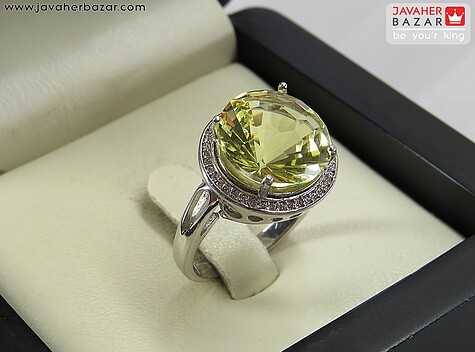 انگشتر نقره زرد الماس تراش زیبا زنانه - 80647