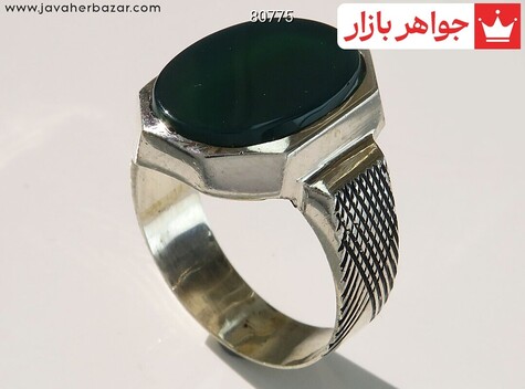 انگشتر نقره عقیق سبز اسپرت مردانه به همراه حرز امام جواد
