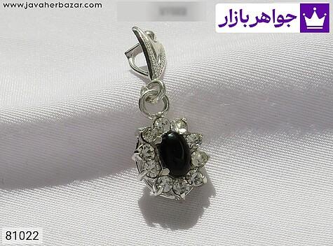 برلیان اتمی مدال نقره عقیق سیاه ظریف زنانه - 81022