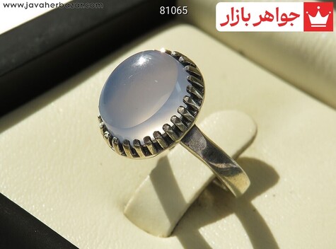 انگشتر نقره عقیق یمن کبود طرح درسا زنانه - 81065